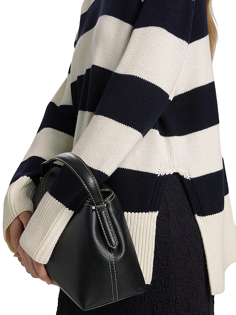 Oversized Striped Roll Neck Sweater