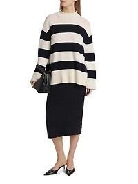 Oversized Striped Roll Neck Sweater