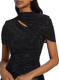 Crystal-Embellished Mesh Crop Top