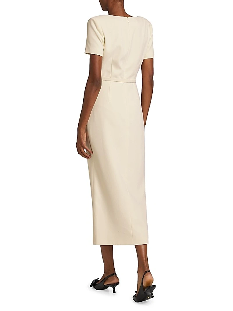 Crêpe Button-Front Midi-Dress