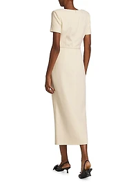 Crêpe Button-Front Midi-Dress