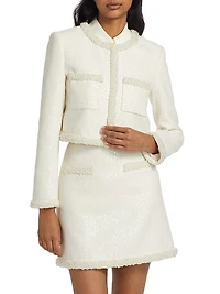 Faux Pearl-Trim Bouclé Jacket