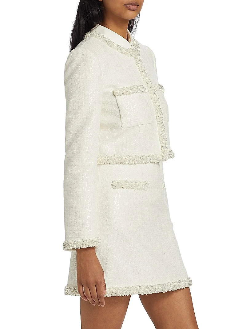 Faux Pearl-Trim Bouclé Jacket