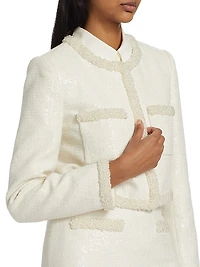 Faux Pearl-Trim Bouclé Jacket