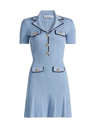 Rib-Knit Piped Minidress