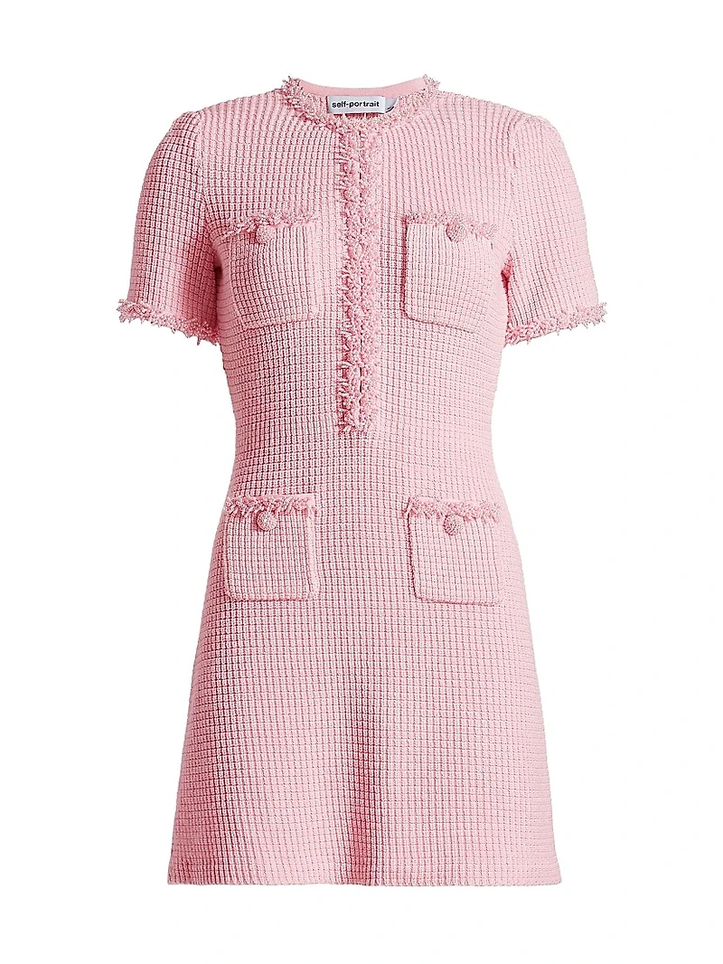 Beaded Waffle-Knit Minidress