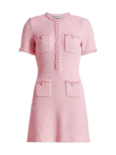 Beaded Waffle-Knit Minidress