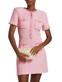 Beaded Waffle-Knit Minidress