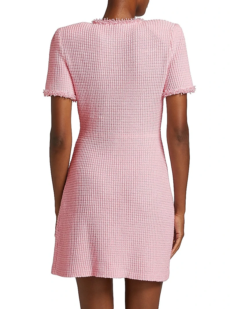 Beaded Waffle-Knit Minidress