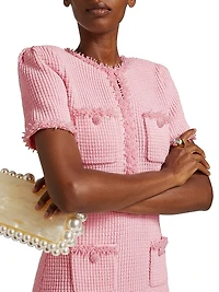 Beaded Waffle-Knit Minidress