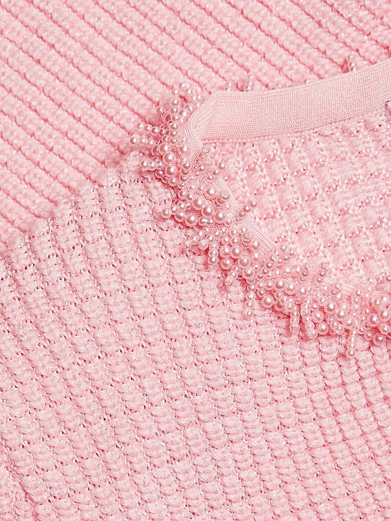 Beaded Waffle-Knit Minidress