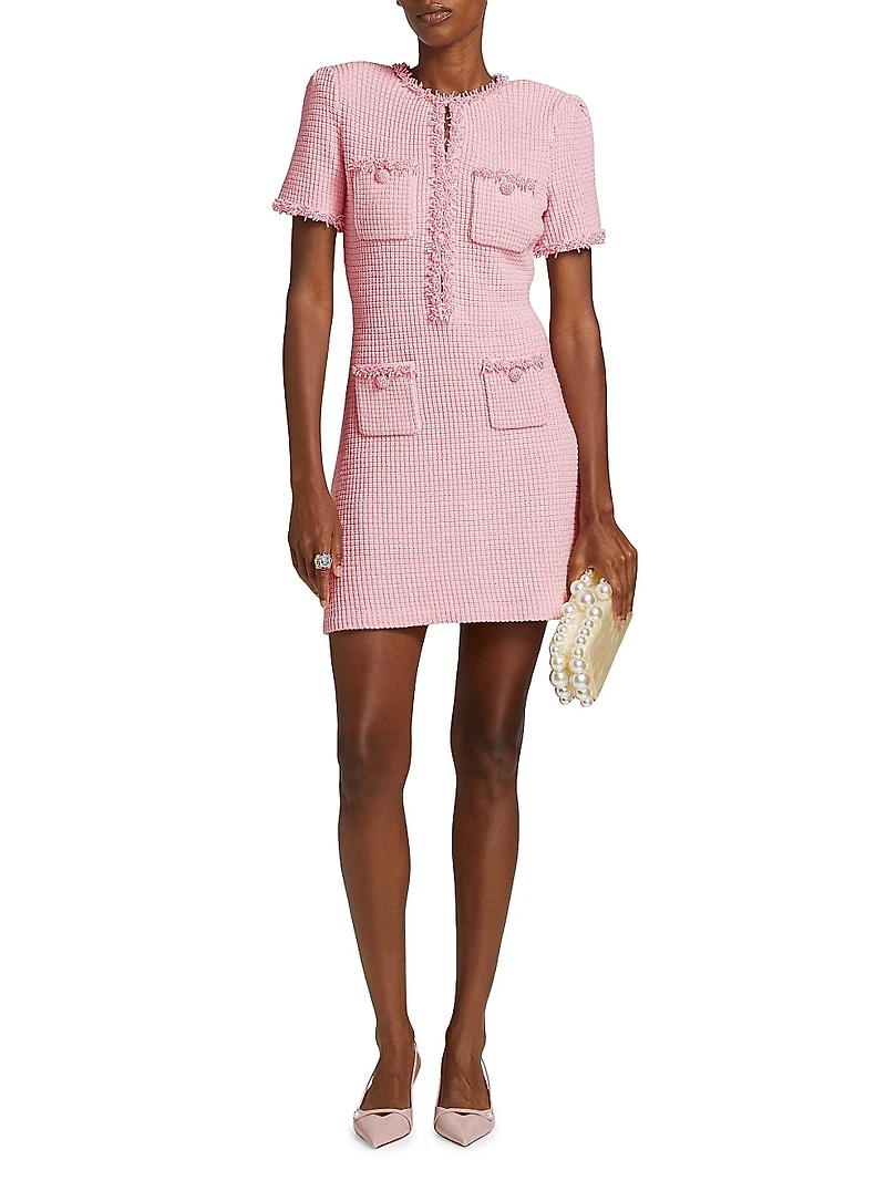 Beaded Waffle-Knit Minidress