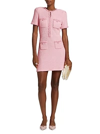 Beaded Waffle-Knit Minidress