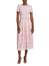 Sequined Floral Lace Midi-Dress