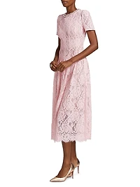 Sequined Floral Lace Midi-Dress