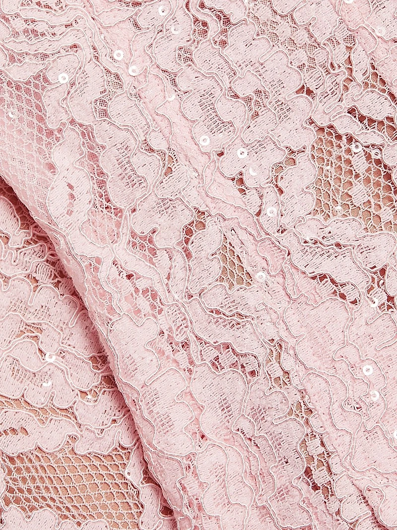 Sequined Floral Lace Midi-Dress