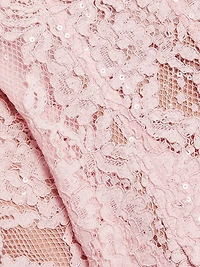 Sequined Floral Lace Midi-Dress