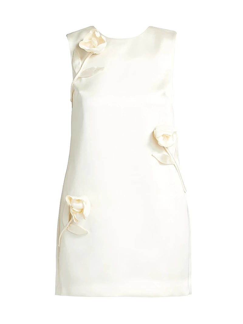 Floral Appliqué Satin Minidress