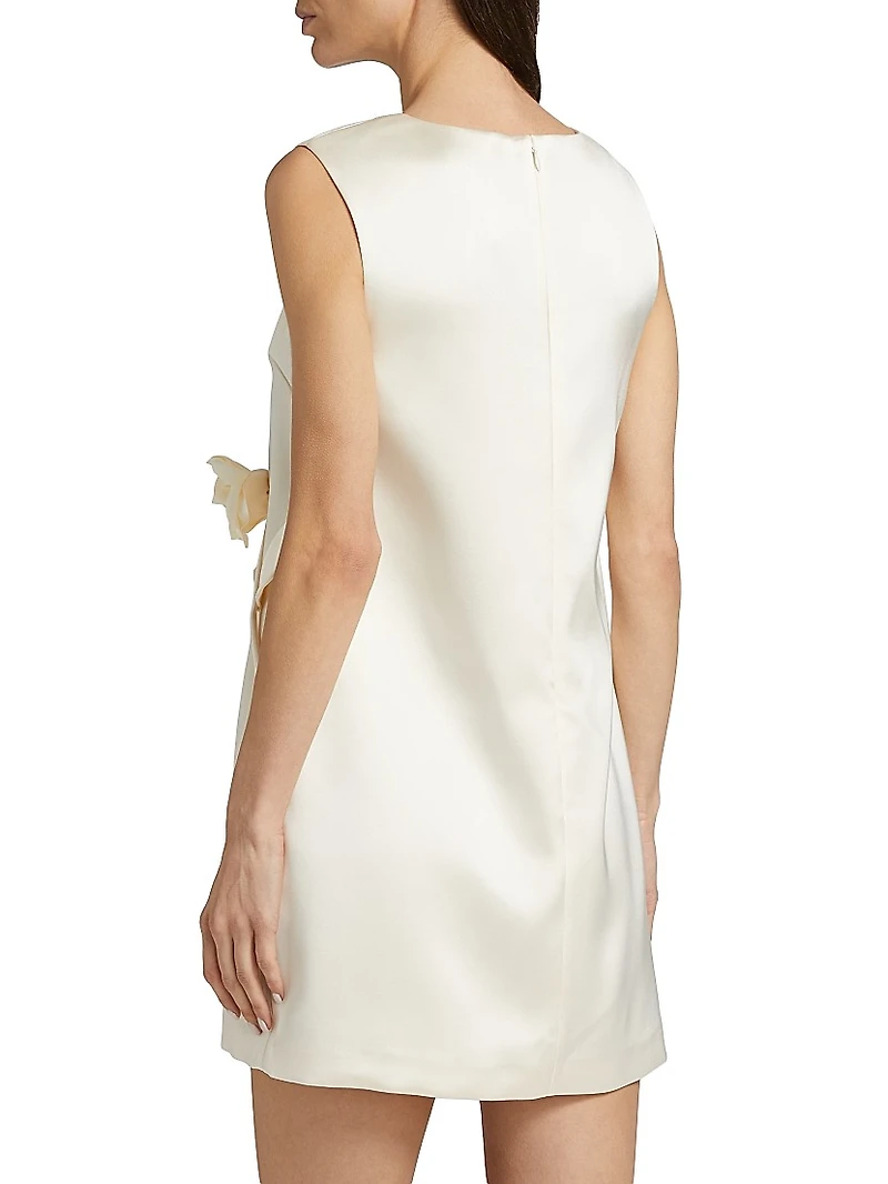 Floral Appliqué Satin Minidress