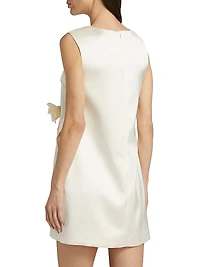 Floral Appliqué Satin Minidress