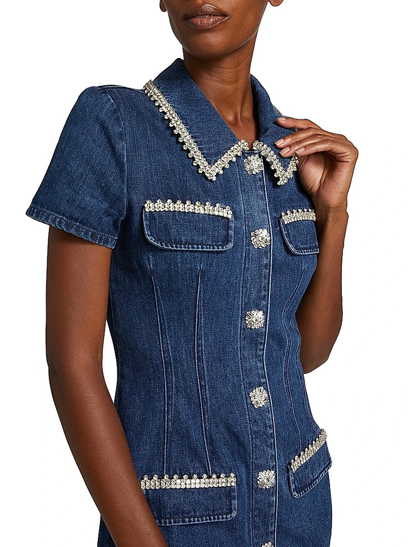 Embellished Denim Minidress