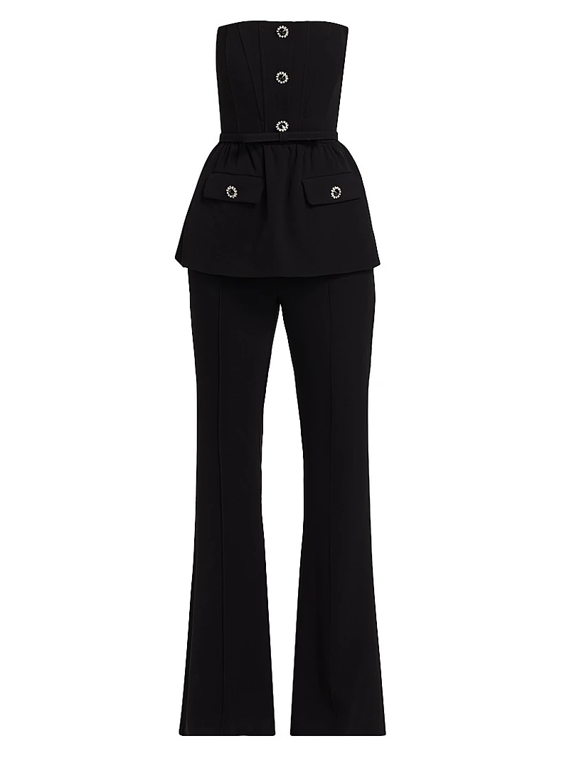 Crystal-Embellished Stretch-Crêpe Jumpsuit