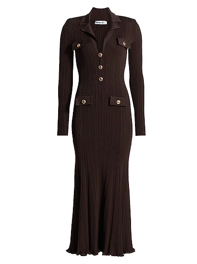 Rib-Knit Fit & Flare Dress