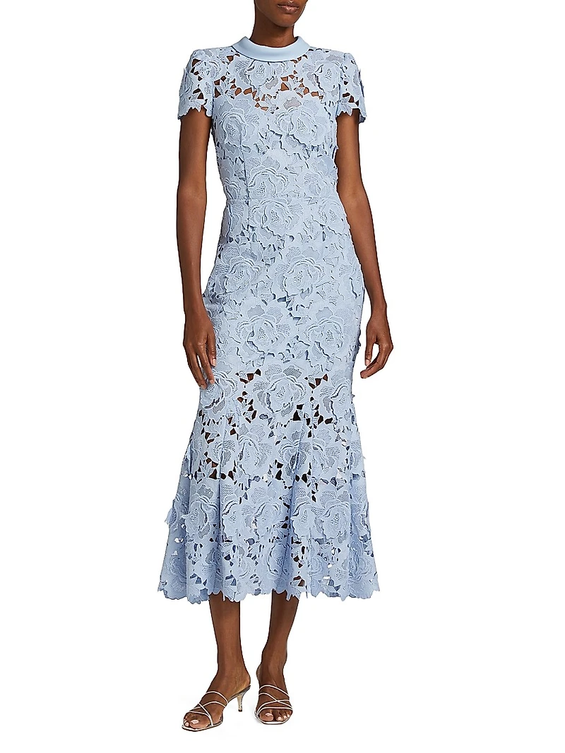 Floral Lace Fit & Flare Midi Dress