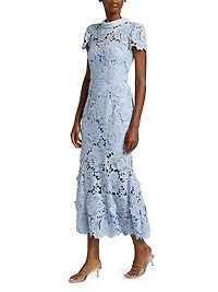 Floral Lace Fit & Flare Midi Dress