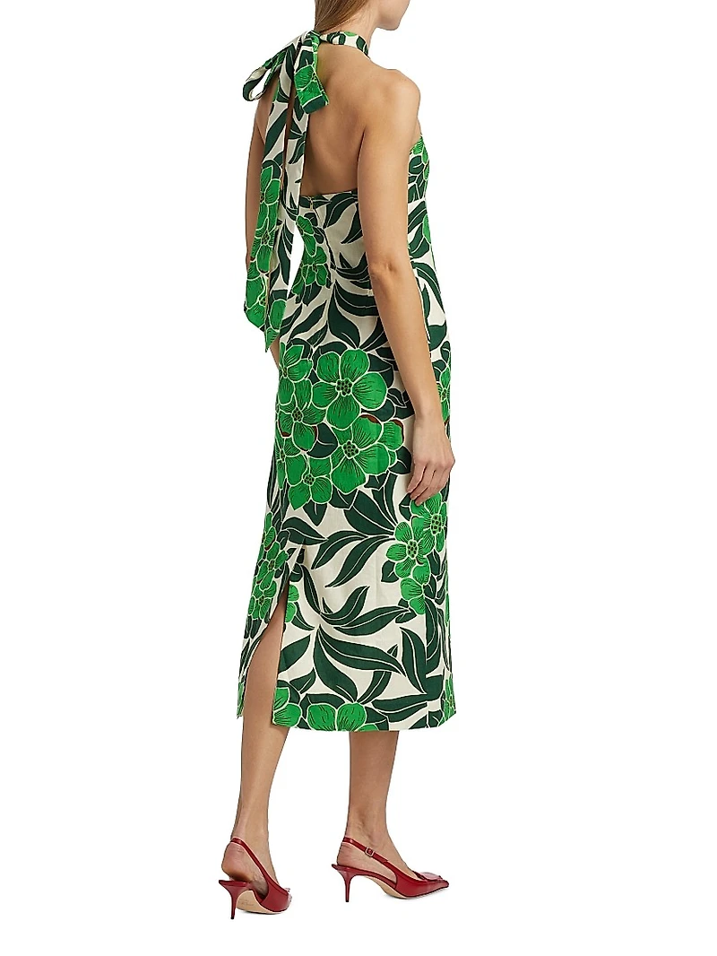 Perla Tropical Halter Midi-Dress