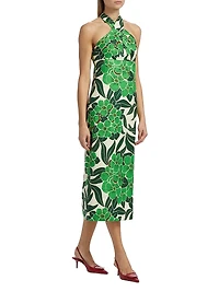 Perla Tropical Halter Midi-Dress