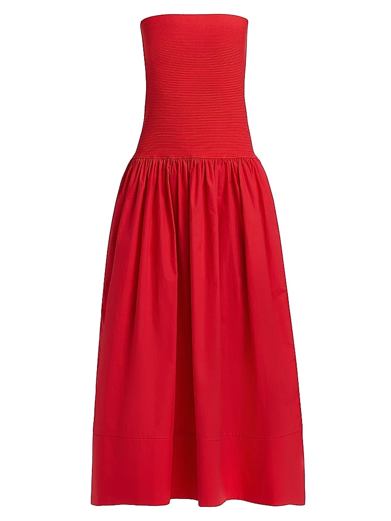 Glasbury Tube Top Cotton-Blend A-Line Midi-Dress