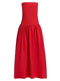 Glasbury Tube Top Cotton-Blend A-Line Midi-Dress