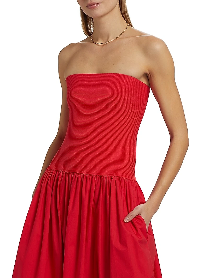 Glasbury Tube Top Cotton-Blend A-Line Midi-Dress