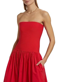 Glasbury Tube Top Cotton-Blend A-Line Midi-Dress