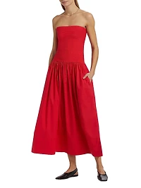 Glasbury Tube Top Cotton-Blend A-Line Midi-Dress