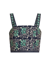 Helena Paisley Cotton Poplin Crop Top