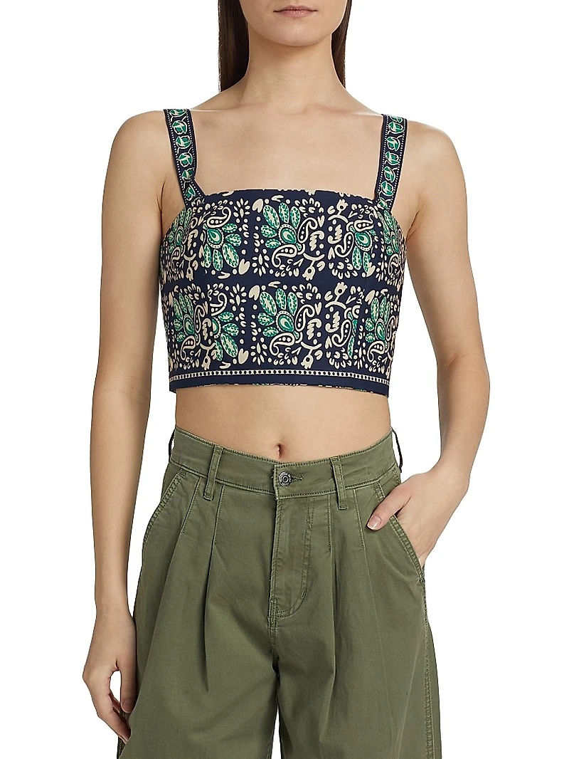 Helena Paisley Cotton Poplin Crop Top