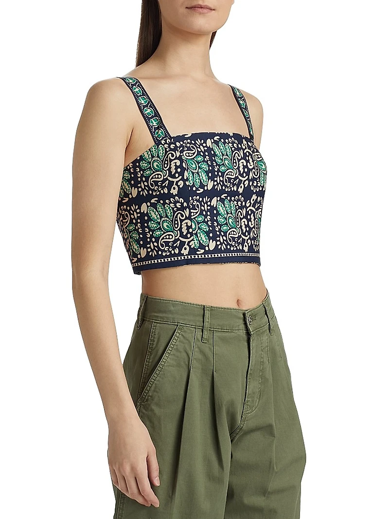 Helena Paisley Cotton Poplin Crop Top