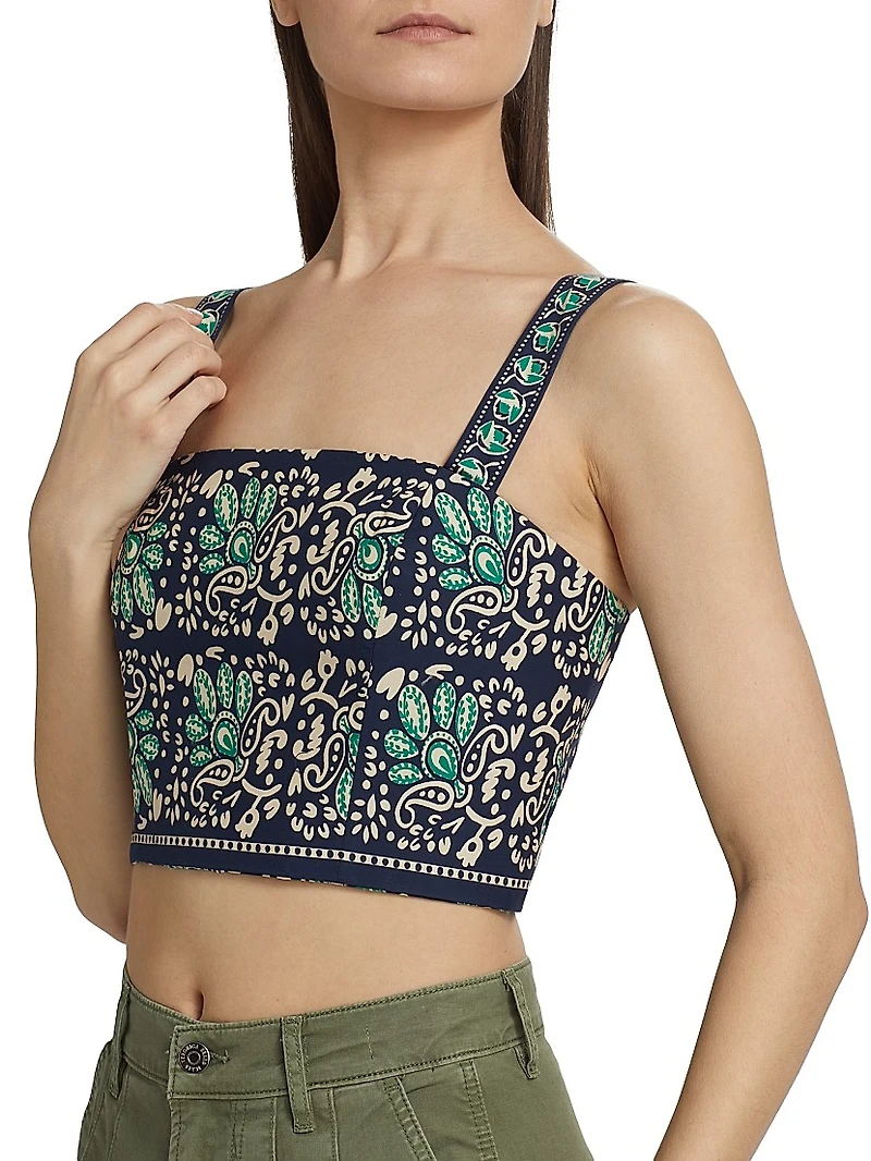 Helena Paisley Cotton Poplin Crop Top