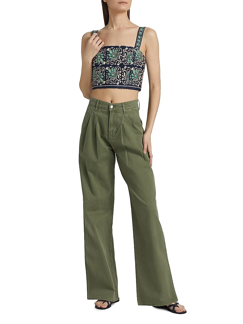 Helena Paisley Cotton Poplin Crop Top
