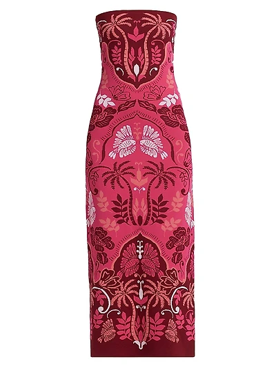 Kinsley Printed Strapless Midi Dress