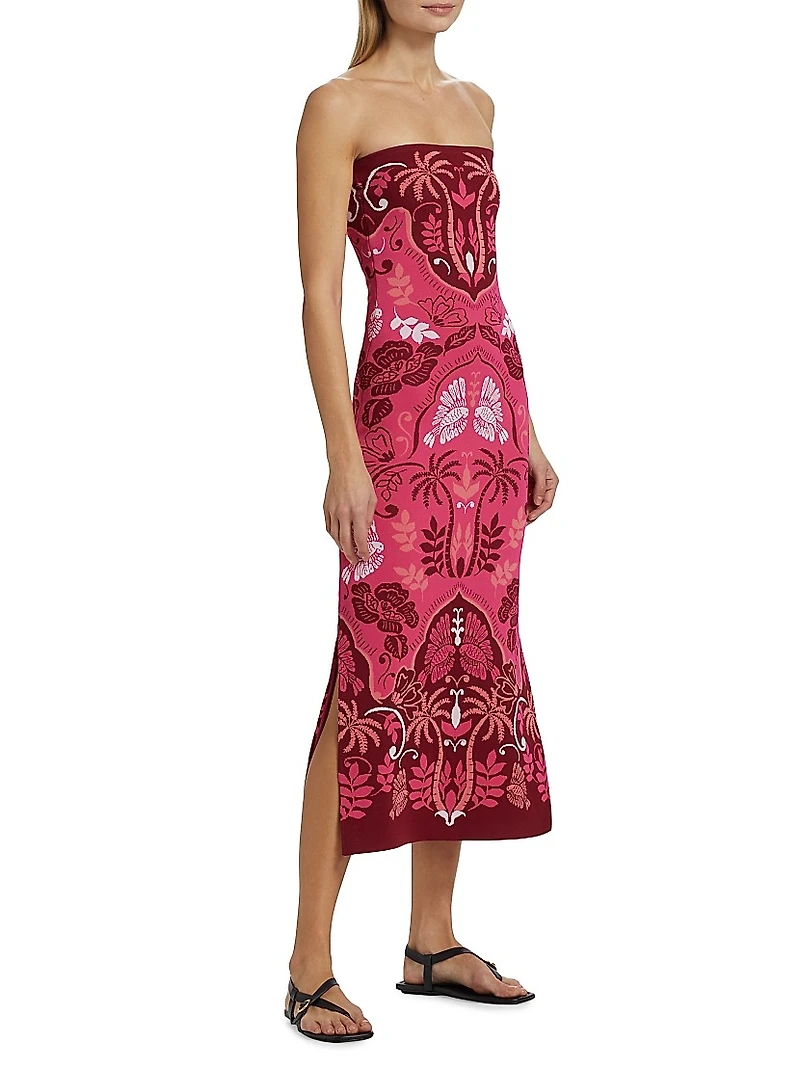 Kinsley Printed Strapless Midi Dress