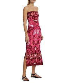 Kinsley Printed Strapless Midi Dress