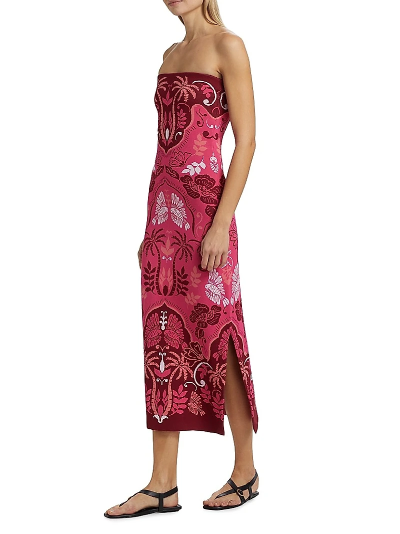 Kinsley Printed Strapless Midi Dress