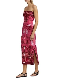 Kinsley Printed Strapless Midi Dress