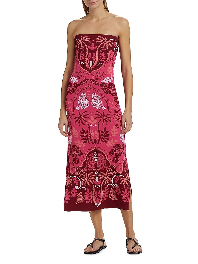 Kinsley Printed Strapless Midi Dress