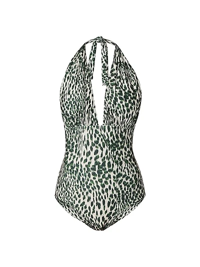 Animal-Print Plunging V-neck One-Piece Swimsuit