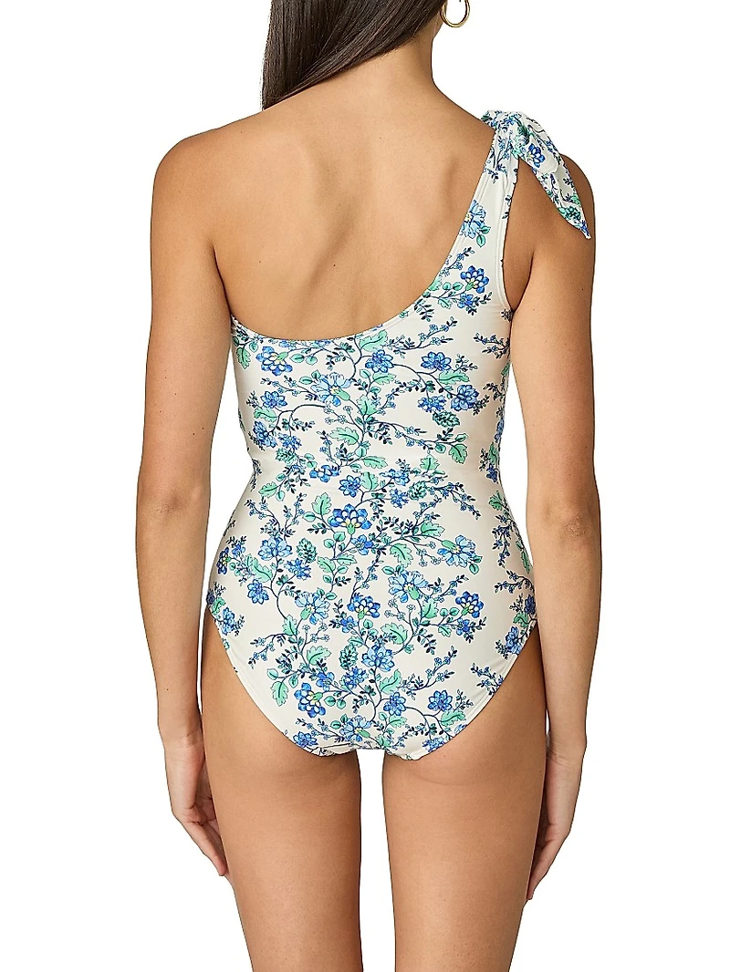 Floral One-Shoulder Tie One-Piece Swimsuit