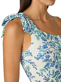 Floral One-Shoulder Tie One-Piece Swimsuit